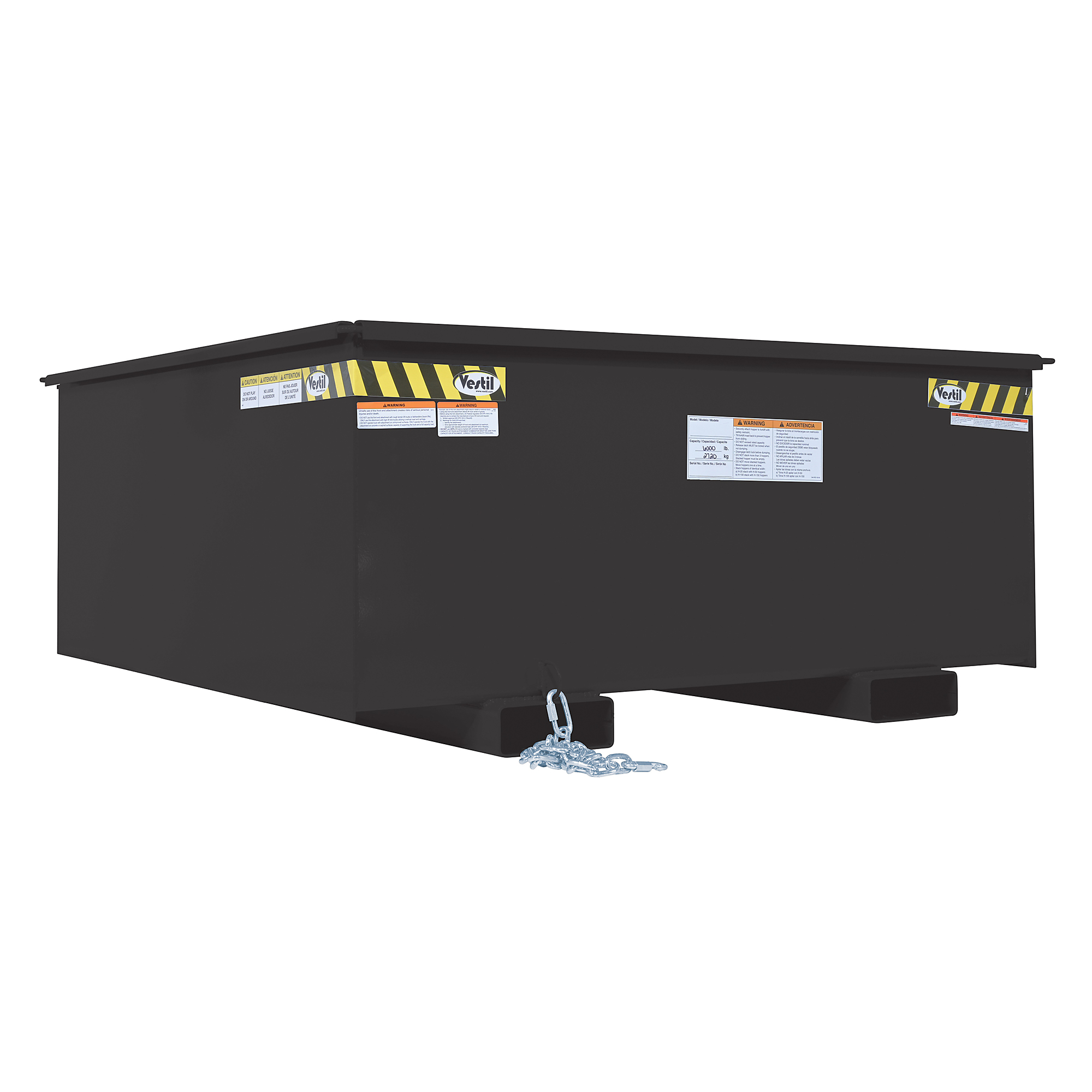 Vestil Steel Rotating Heavy Duty Box Hopper — 1.25 Cubic Yard, 6,000-Lb. Capacity, Powder Coat Finish, Black, Model# R-125-HD-BK